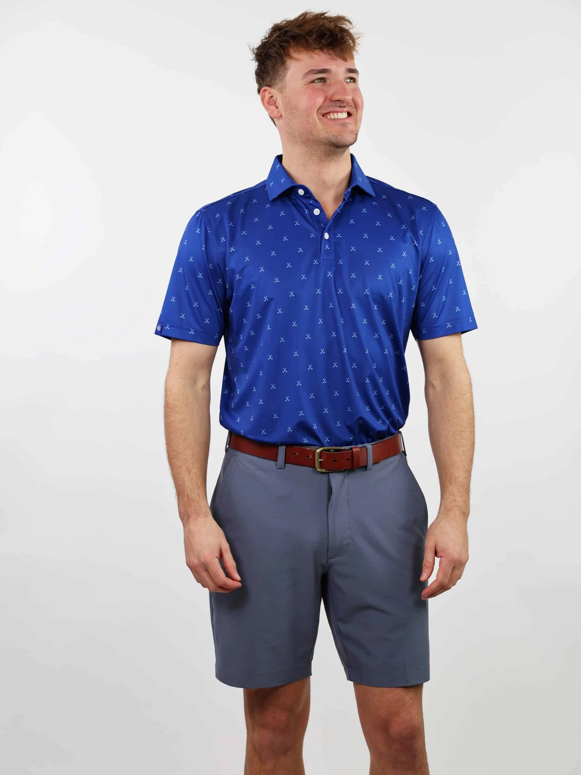 Donald Ross Mens Sport Fit VINCENT Print  Polo - NAVY/COASTAL Donald Ross Men's Clothing
