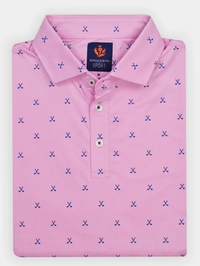 Donald Ross Mens Sport Fit VINCENT Print  Polo - PINK/NAVY Donald Ross men's golf apparel