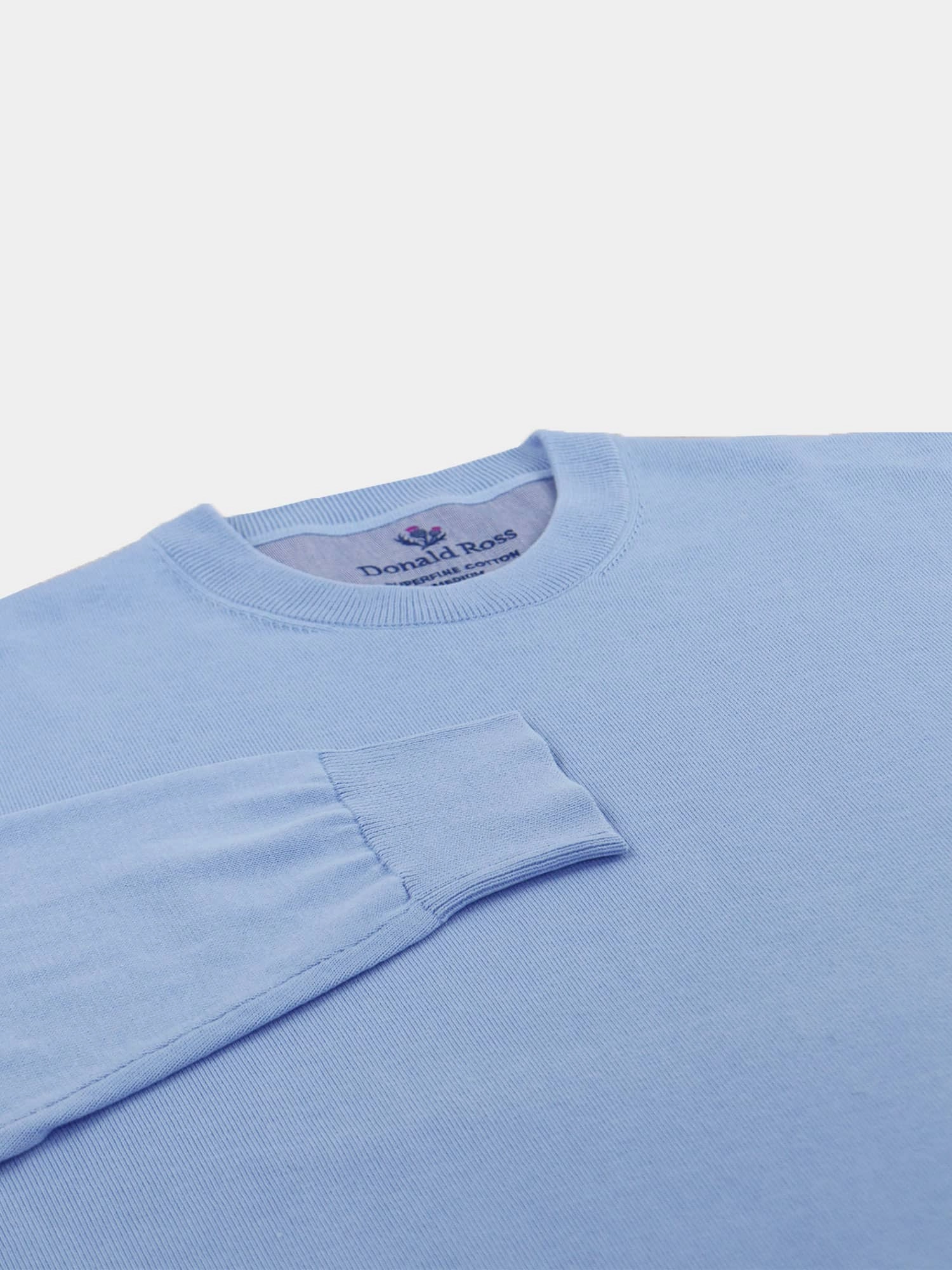 Donald Ross Mens SUPER GOLF SUPER FINE Cotton Crew Neck Sweater - BLUE JAY Donald Ross Men's Clothing