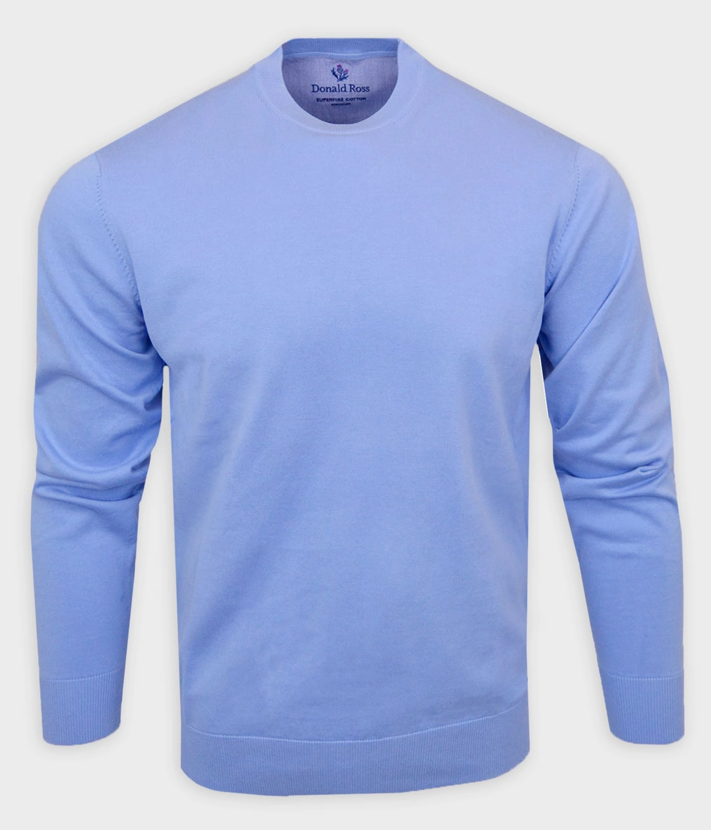 Donald Ross Mens SUPER GOLF SUPER FINE Cotton Crew Neck Sweater - BLUE JAY Donald Ross men's golf apparel