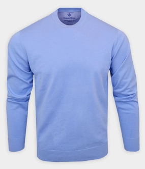 Donald Ross Mens SUPER GOLF SUPER FINE Cotton Crew Neck Sweater - BLUE JAY Donald Ross men's golf apparel