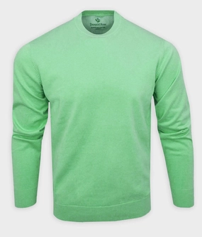 Donald Ross Mens SUPER GOLF SUPER FINE Cotton Crew Neck Sweater - CUCUMBER Donald Ross men's golf apparel
