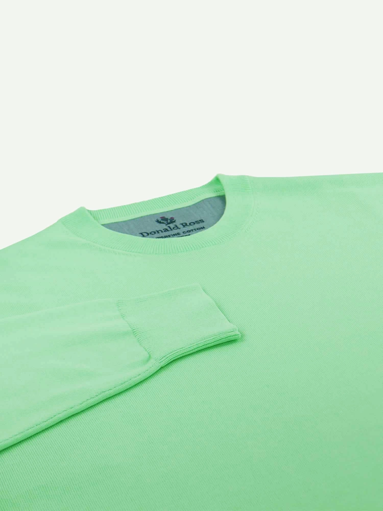 Donald Ross Mens SUPER GOLF SUPER FINE Cotton Crew Neck Sweater - CUCUMBER Donald Ross Men's Clothing