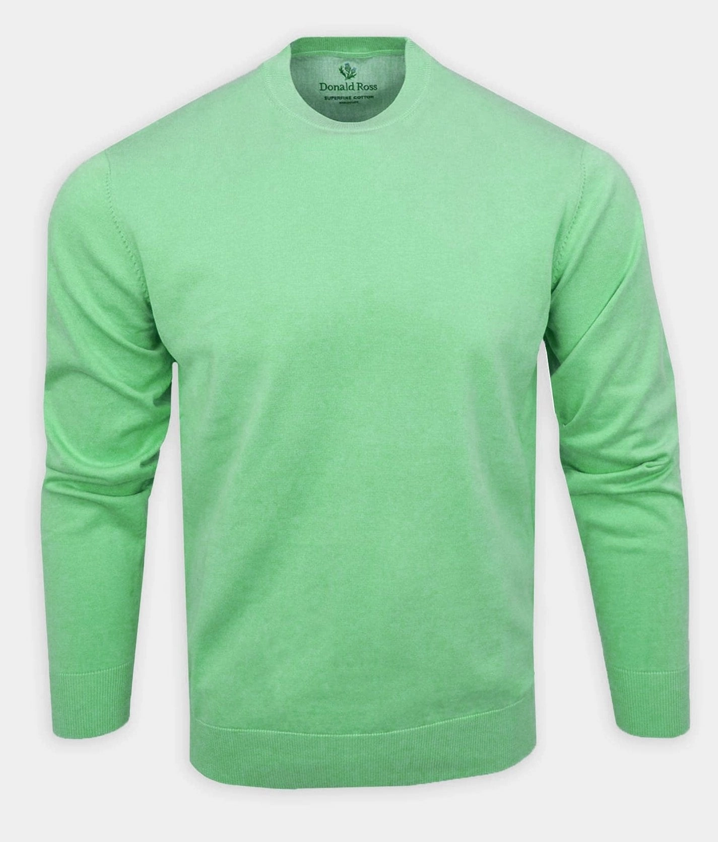 Donald Ross Mens SUPER GOLF SUPER FINE Cotton Crew Neck Sweater - CUCUMBER Donald Ross men's golf apparel