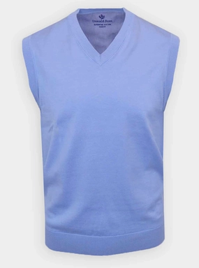 Donald Ross Mens SUPER GOLF SUPER FINE Cotton V-Neck Sweater Vest - BLUE JAY Donald Ross men's golf apparel
