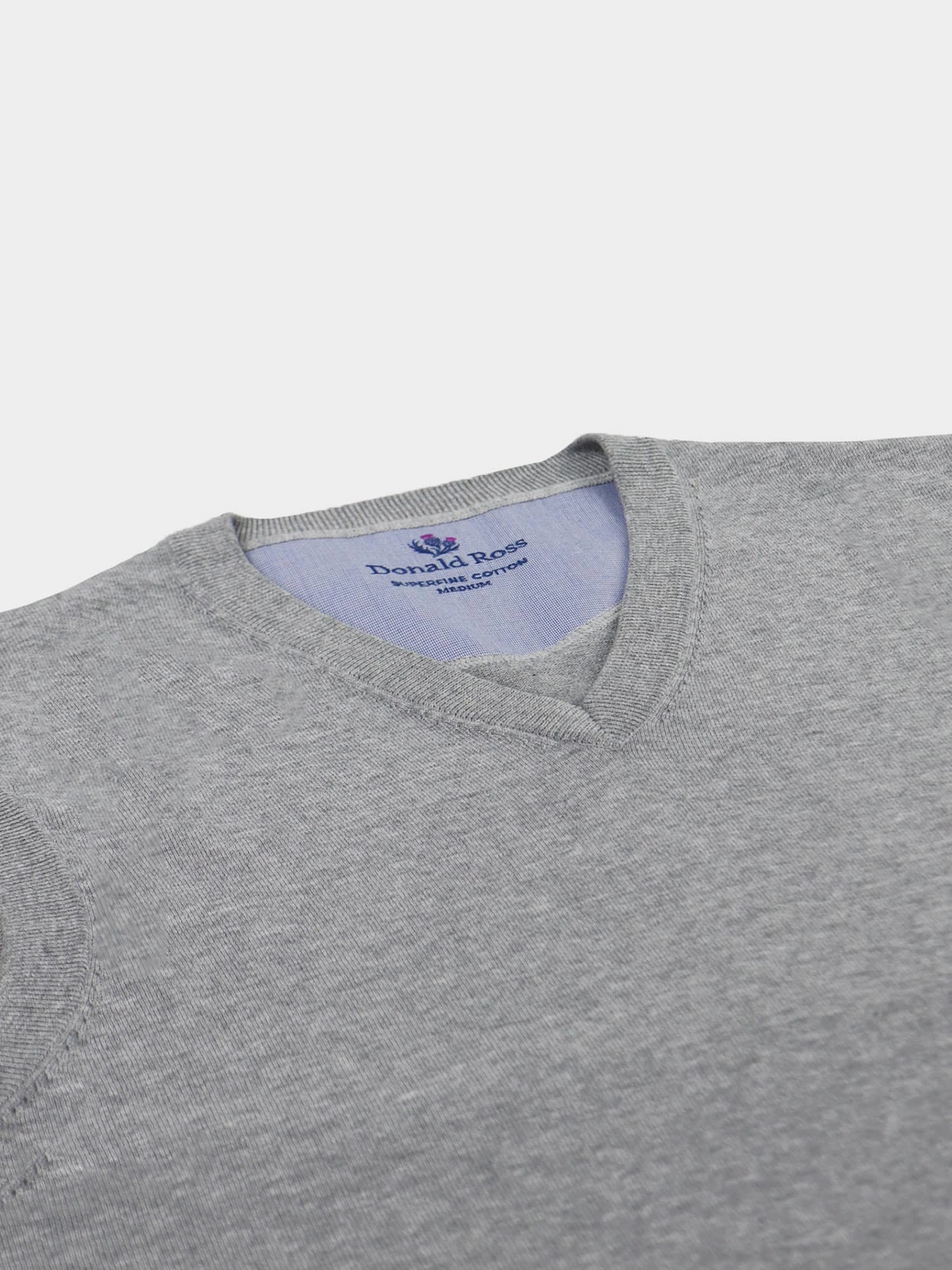 Donald Ross Mens SUPER GOLF SUPER FINE Cotton V-Neck Sweater Vest - HEATHER GREY Donald Ross Men's Clothing