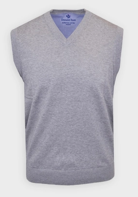 Donald Ross Mens SUPER GOLF SUPER FINE Cotton V-Neck Sweater Vest - HEATHER GREY Donald Ross men's golf apparel