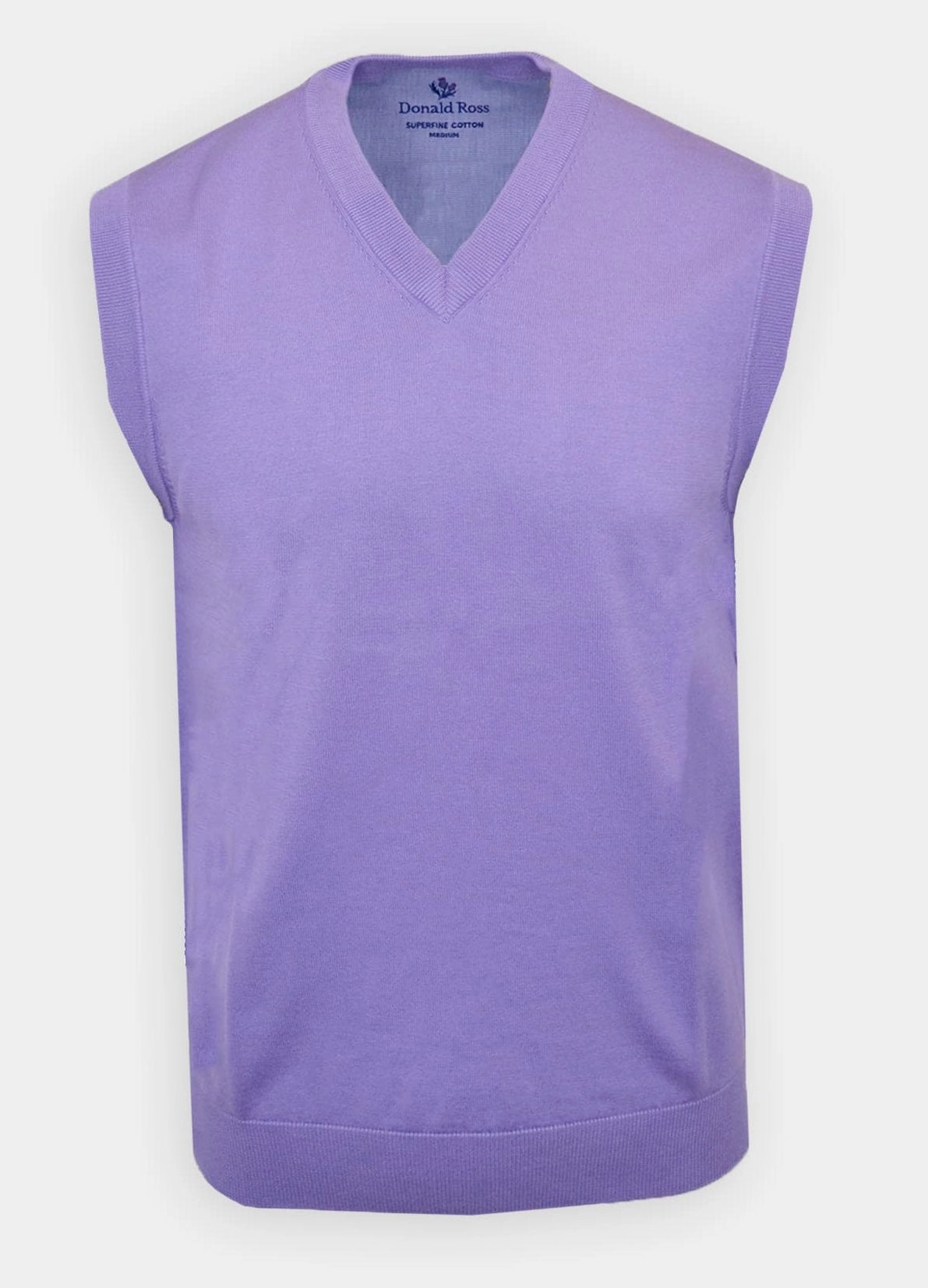 Donald Ross Mens SUPER GOLF SUPER FINE Cotton V-Neck Sweater Vest- LILAC Donald Ross men's golf apparel
