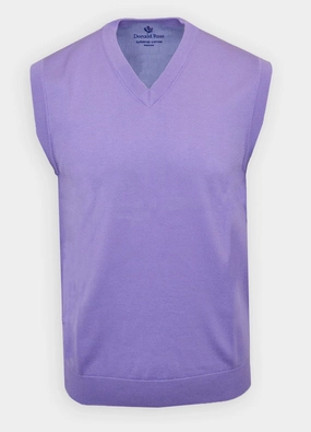 Donald Ross Mens SUPER GOLF SUPER FINE Cotton V-Neck Sweater Vest- LILAC Donald Ross men's golf apparel