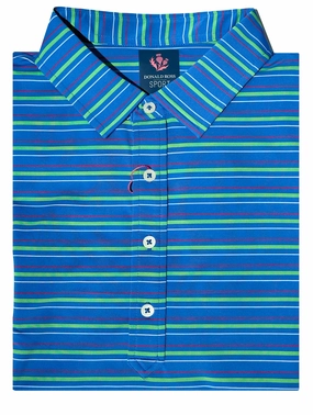 Donald Ross Mens Wells Regimental Multi Stripe Sport Fit Polo - ROYAL Donald Ross men's golf apparel