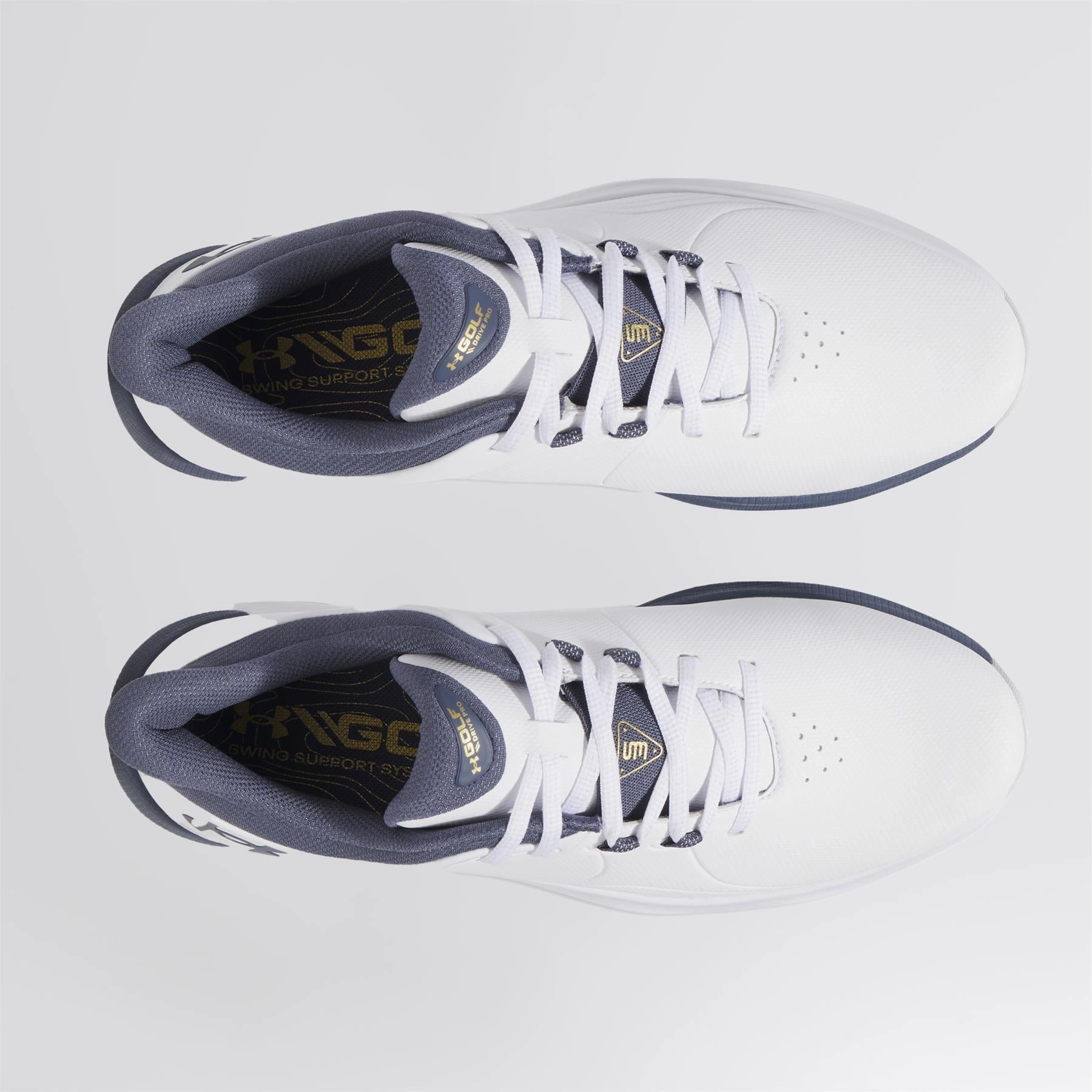 Drive Pro SL Wide White/Metallic Gold/Downpour Grey Under Armour Men's Golf Shoes