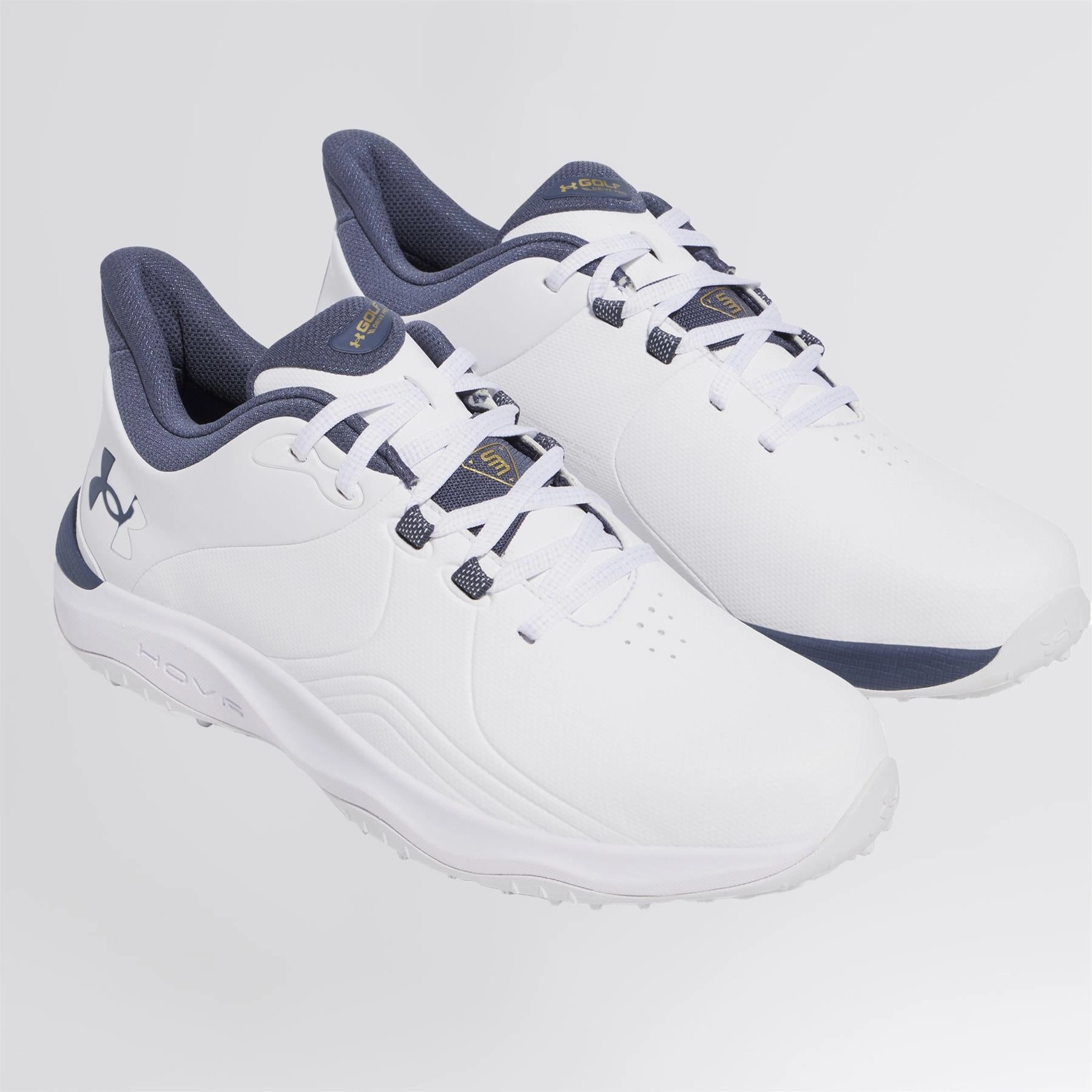 Drive Pro SL Wide White/Metallic Gold/Downpour Grey Under Armour Men's Golf Shoes