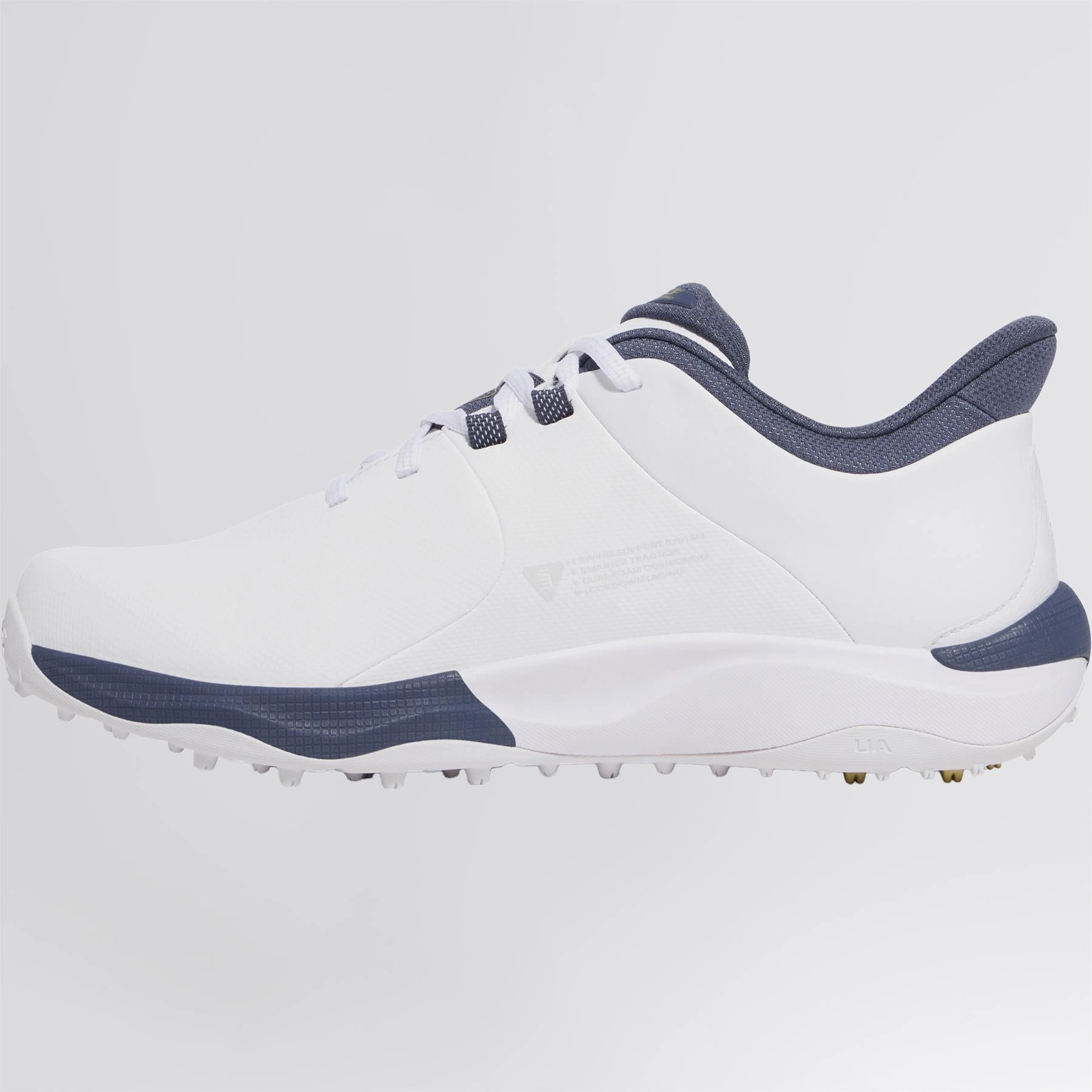 Drive Pro SL Wide White/Metallic Gold/Downpour Grey Under Armour Men's Golf Shoes