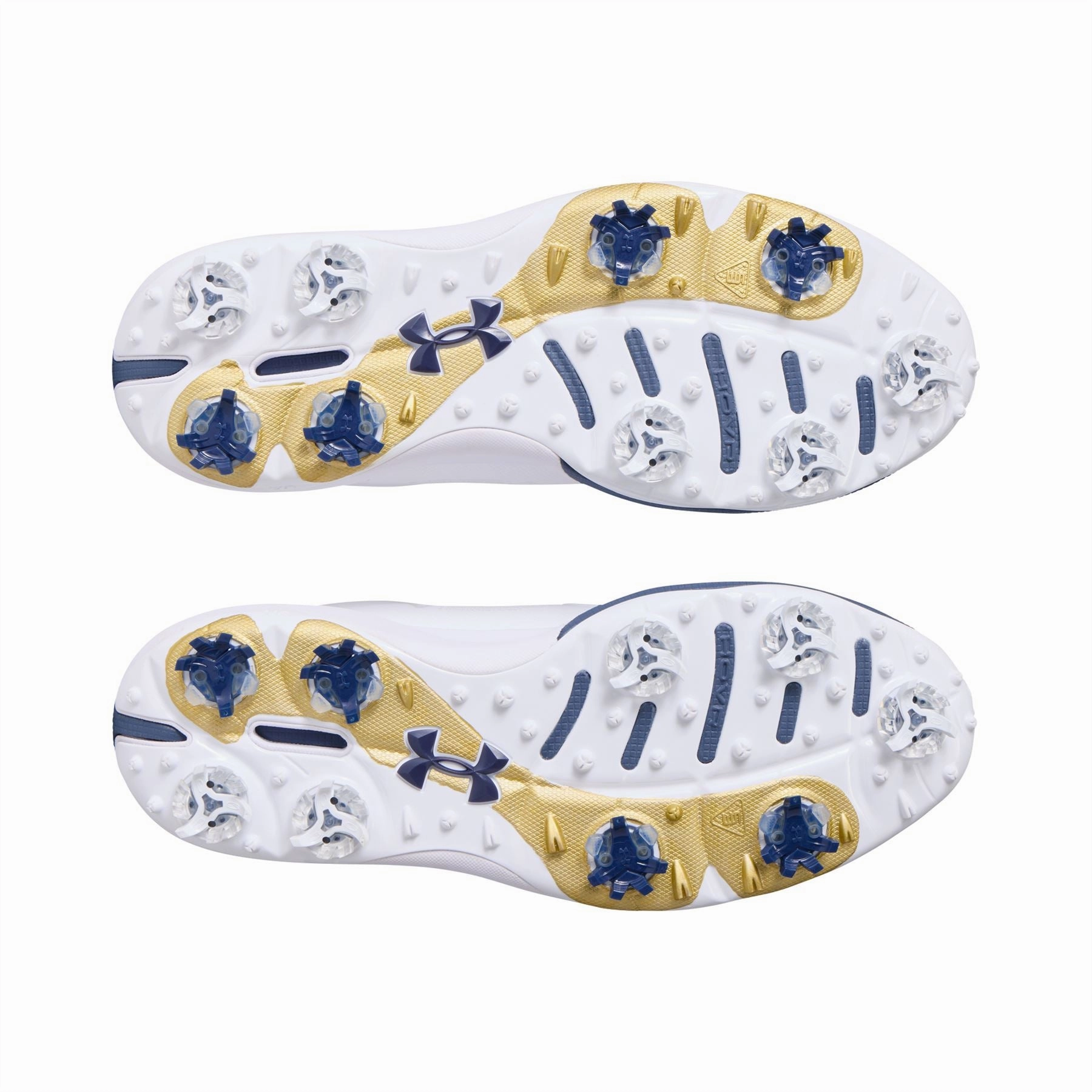 Drive Pro Wide Golf Shoes White/Metallic Gold/Downpour Grey Under Armour Men's Golf Shoes
