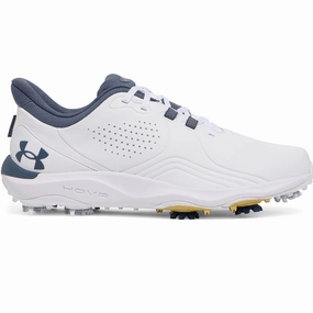 Drive Pro Wide Golf Shoes White/Metallic Gold/Downpour Grey Under Armour golf shoes for men