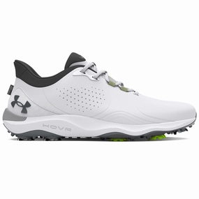 Drive Pro Wide Spiked Golf Shoes White/Grey Under Armour golf shoes for men