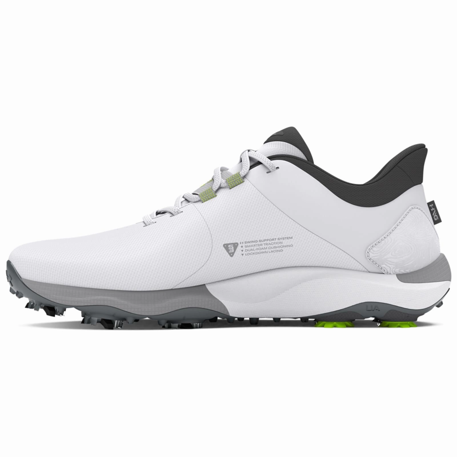 Drive Pro Wide Spiked Golf Shoes White/Grey Under Armour Men's Golf Shoes