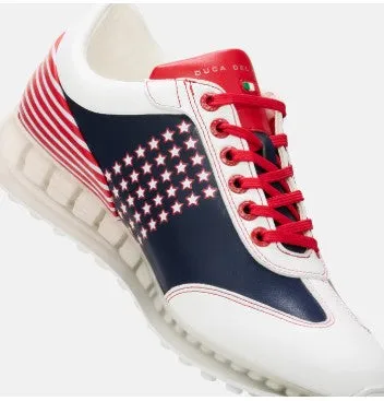 Duca Del Cosma Unity Golf Shoe in Red/White/Blue women's classic golf shoes