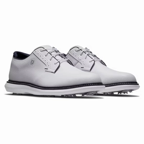 Casual Sneakers, Unisex Sneakers, Classic Low Tops Durable Running Shoes FootJoy Mens Traditions Blucher Cleated Golf Shoes - White/White/Navy Cushioned Steps