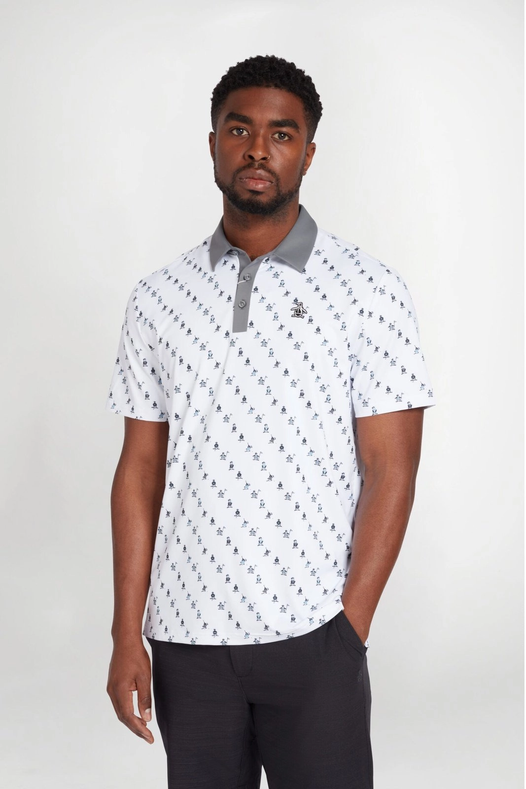 branded apparel Original Penguin Swinging Pete Print Polo Shirt OGKSD024 men's outerwear
