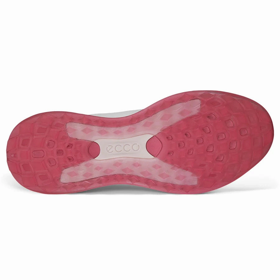 Ecco 2024 LT1 Womens Golf Shoes - White/Bubblegum Ladies' Spikeless Golf Sneakers