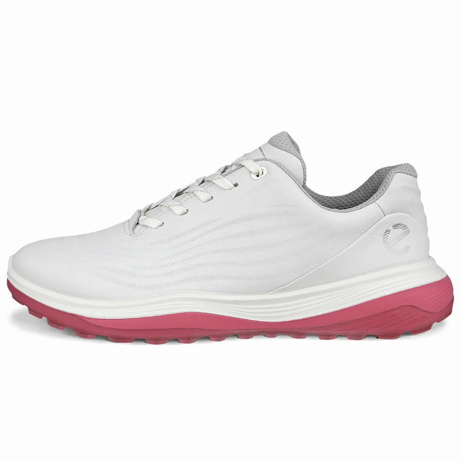 Ecco 2024 LT1 Womens Golf Shoes - White/Bubblegum Ladies' Spikeless Golf Sneakers