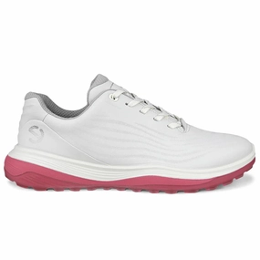 Ecco 2024 LT1 Womens Golf Shoes - White/Bubblegum Ladies' spikeless golf sneakers