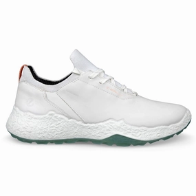 ECCO Golf Ladies Biom H5 Golf Shoes - White/Sedum Green Ladies' spikeless golf sneakers