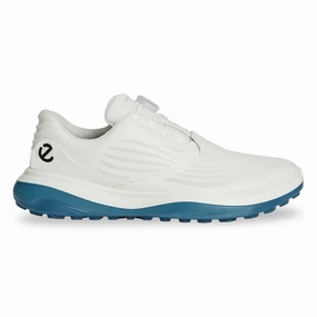 Ecco Golf LT1 132274 Leather Men's Fashion White Petrol Trainers Mens Ecco golf shoes supportive swing stability