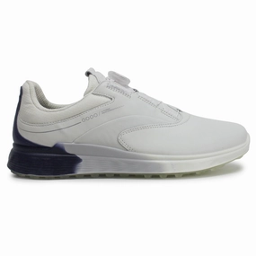 Ecco Golf S Three 102954 Leather Men's Comfort White Blue Depths Bright White Trainers Mens Ecco golf shoes supportive swing stability