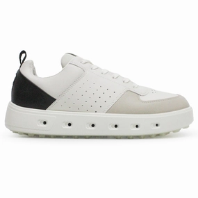 Ecco Golf Street 720 Full Grain Leather Men's Fashion White Black Gravel Trainers Mens Ecco golf shoes supportive swing stability
