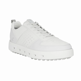 Ecco Golf Street 720 Full Grain Leather Men's Fashion White Trainers Golf shoes with grip and stability performance