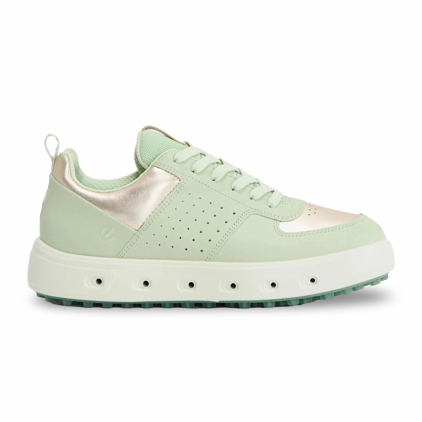 Ecco Golf Street 720 Full Grain Leather Women's Fashion Gold Metallic Matcha Trainers golf shoes performance
