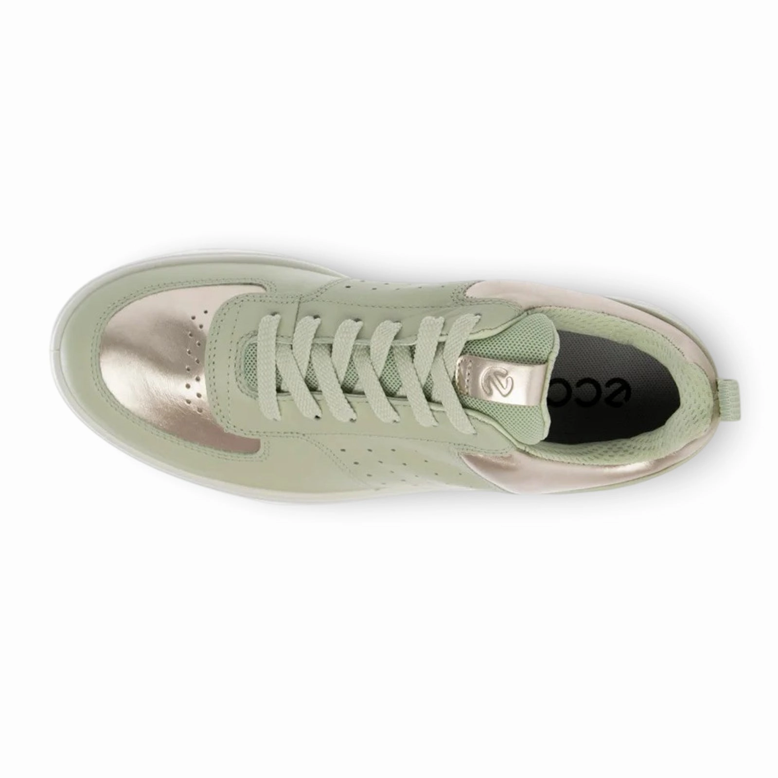 Ecco Golf Street 720 Full Grain Leather Women's Fashion Gold Metallic Matcha Trainers golf shoes performance