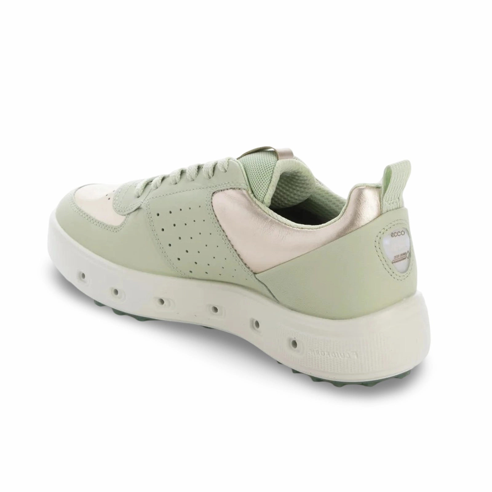Ecco Golf Street 720 Full Grain Leather Women's Fashion Gold Metallic Matcha Trainers golf shoes performance