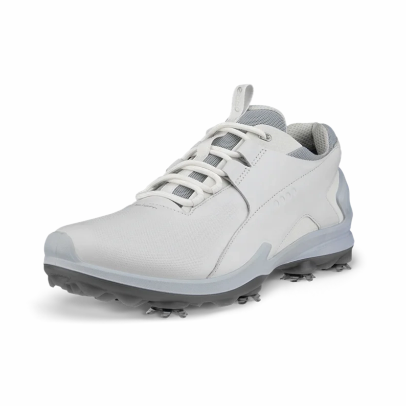 ECCO Men's BIOM Tour Spike Shoe - White Men's Spiked Golf Shoes