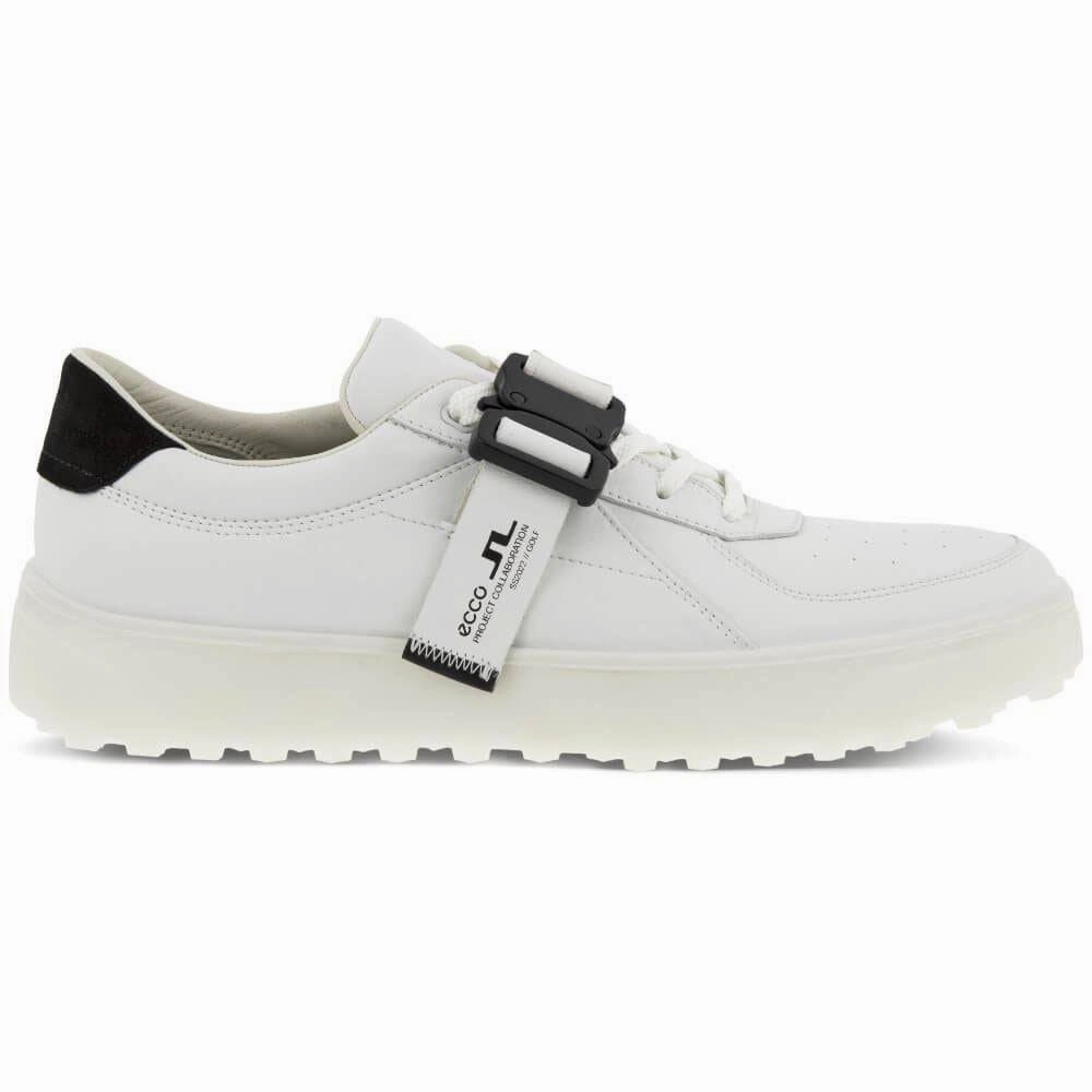 Ecco x J.Lindeberg Mens Golf Tray Buckle Shoes - WHITE J.Lindeberg men's golf clothing