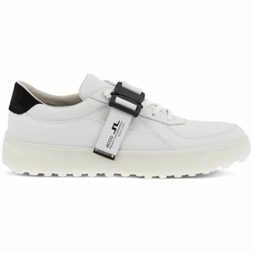 Ecco x J.Lindeberg Mens Golf Tray Buckle Shoes - WHITE J.Lindeberg men's golf clothing