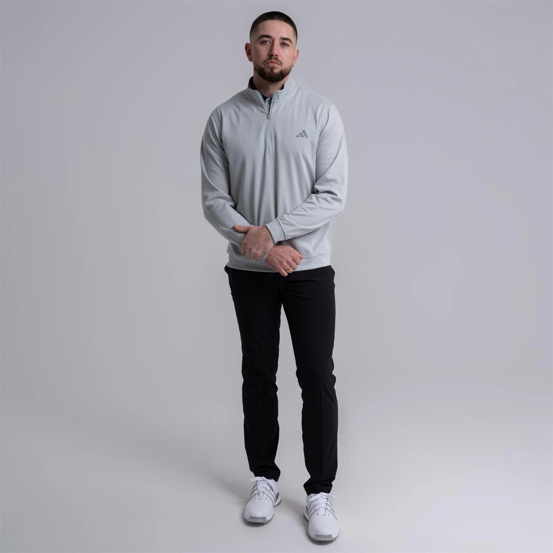 Elevated Quarter Zip Mid Layer Wonder Silver Adidas Men's Sportswear