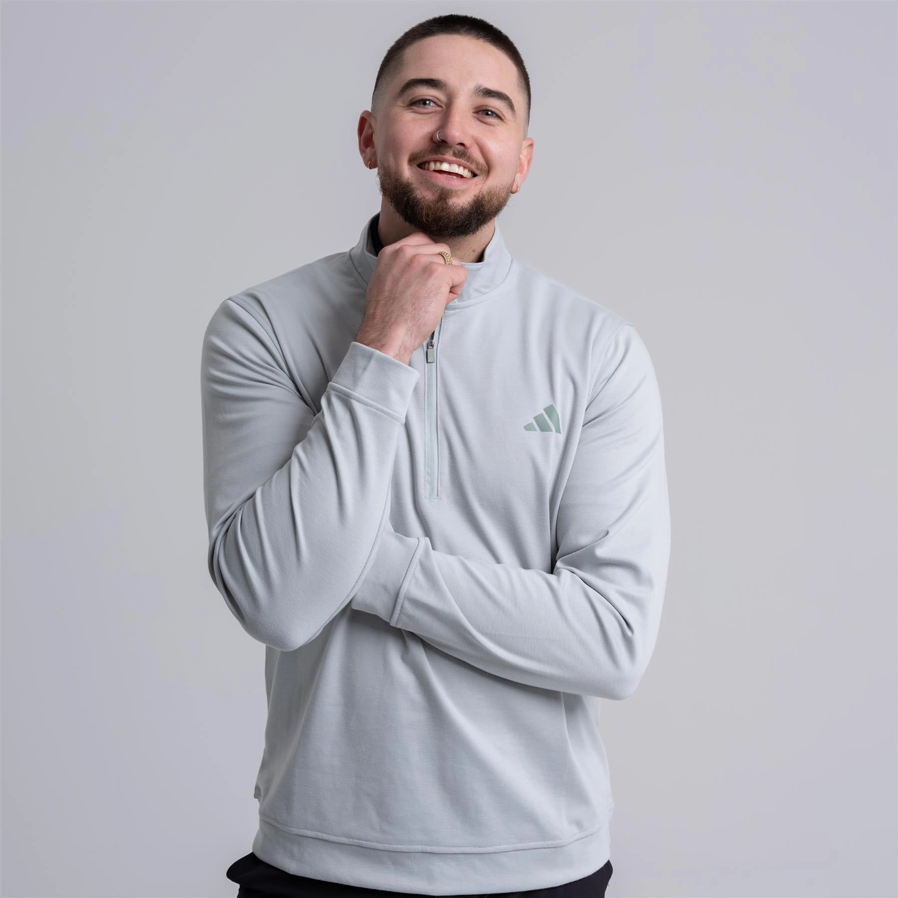 Elevated Quarter Zip Mid Layer Wonder Silver Adidas Men's Sportswear