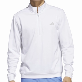 Elevated Quarter Zip Pullover White Adidas men's athletic apparel