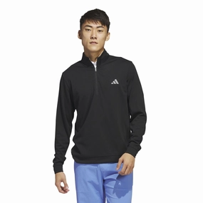 Elevated Quarter Zip Regular Fit Mid Layer Black Adidas men's athletic apparel