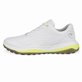 Casual Sneakers Energy Sole Ecco Men's LT1 Golf Spikeless Shoes - White/Yellow Cushioned Walking Shoes