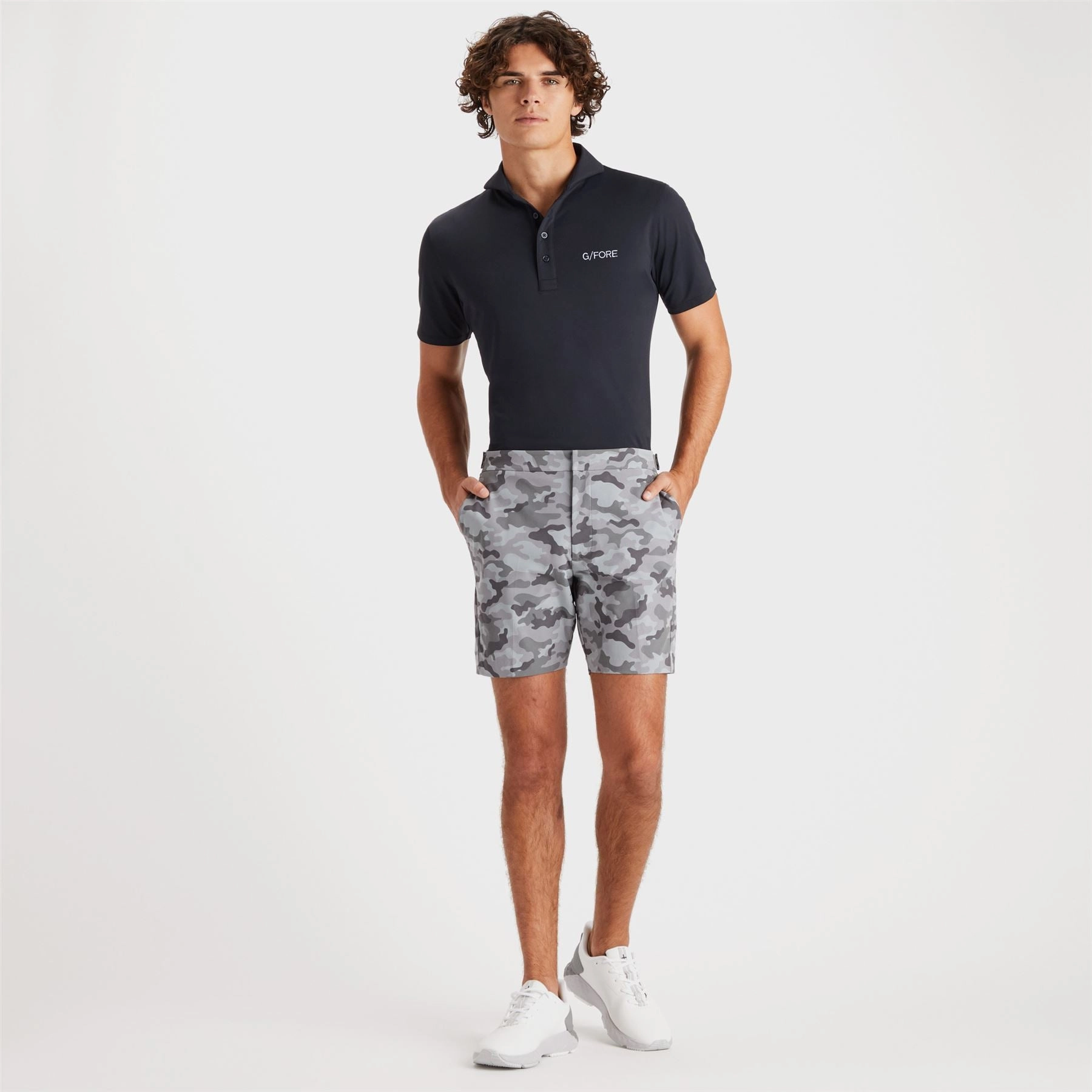 Essential Tech Pique Embroidered Slim Fit Polo Onyx G/Fore Men's Fashion