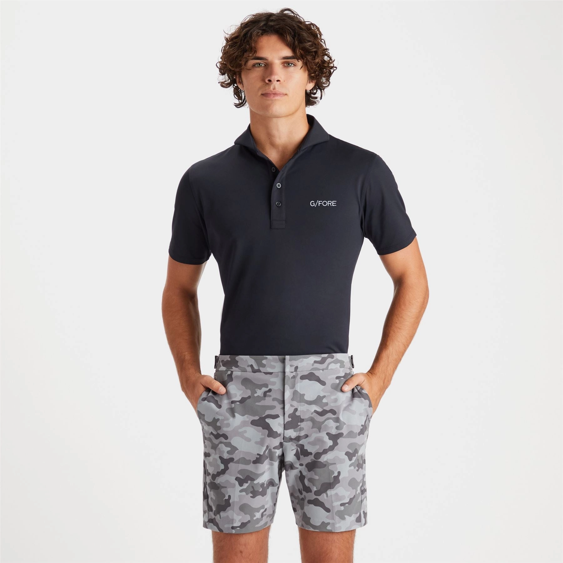 Essential Tech Pique Embroidered Slim Fit Polo Onyx G/Fore Men's Fashion