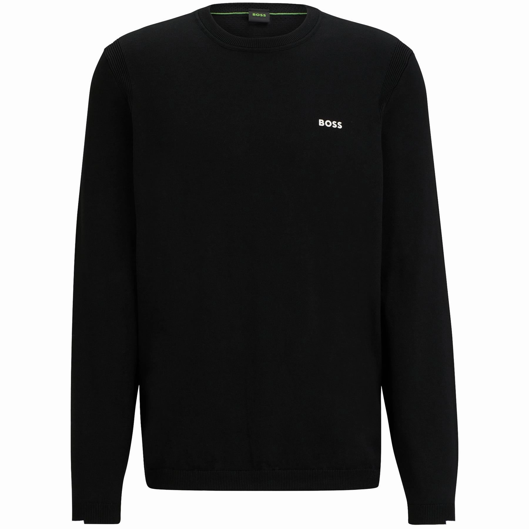 Ever Cotton Crew Neck Sweatshirt Black Boss men's fashion and office attire