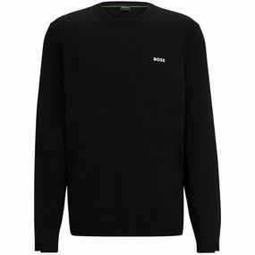 Ever Cotton Crew Neck Sweatshirt Black Boss men's fashion and office attire