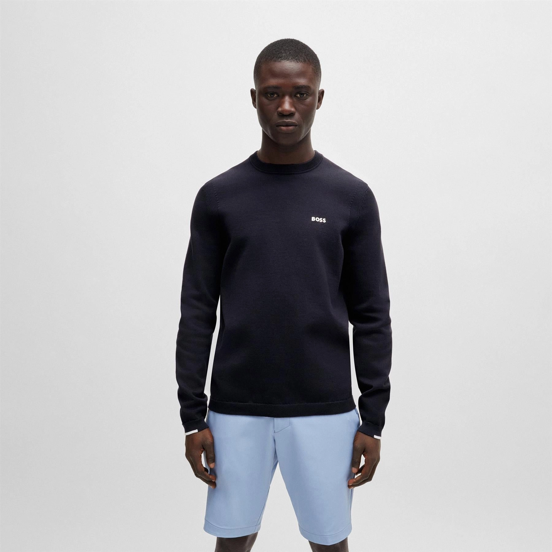 Ever Cotton Crew Neck Sweatshirt Dark Blue Boss Men's Fashion