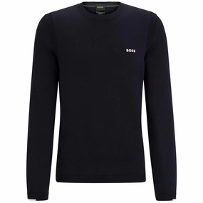 Ever Cotton Crew Neck Sweatshirt Dark Blue Boss men's fashion and office attire