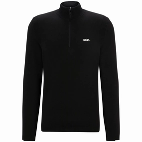 Ever Cotton Quarter Zip Mid Layer Black Boss men's fashion and office attire